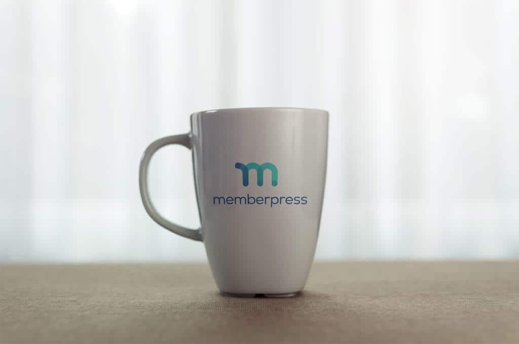 MemberPress logo on a mug