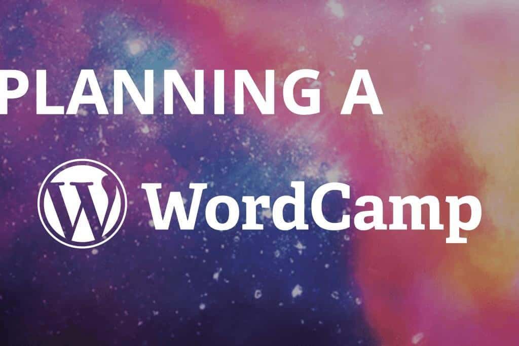 wordcamp logo against a starfield